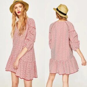 Zara Red White Stripe Mini Dress Small